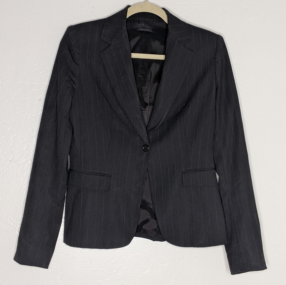 Elie Tahari Pin Stripe Button Front Blazer Grey - Picture 2 of 11